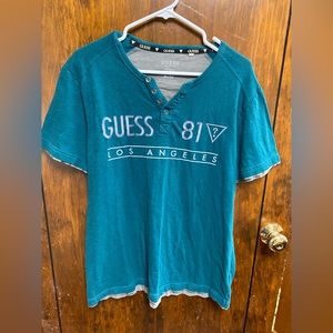 Men's Guess 81 Los Angeles Short Sleeve Green T Shirt Size XL